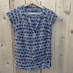 Yessica Geometric Print Cap-Sleeve Lightweight Blouse Women's Size EUR 36 (XS/S)